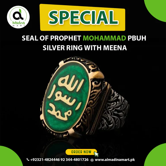 Seal Of Prophet Muhammad Pbuh Green Mina Silver Ring Pure Silver