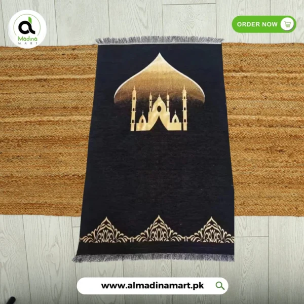 Black & Gold Prayer Rug imported (jayNamaz)